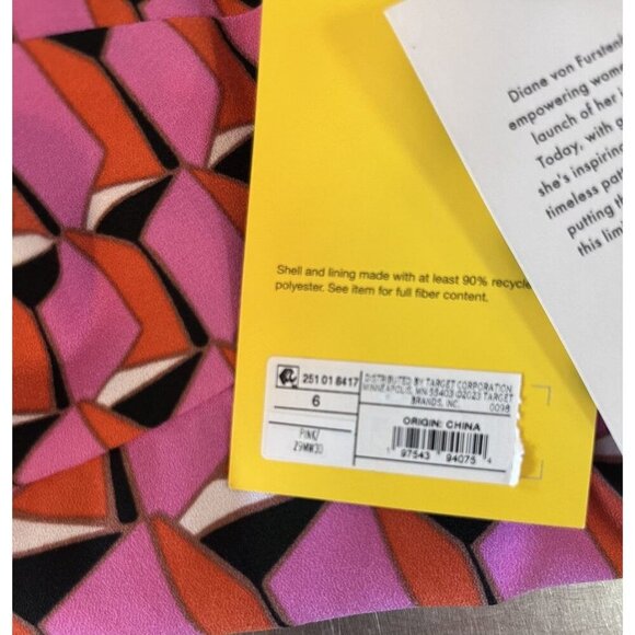 Diane von Furstenberg Pink Geometric Print Sleeveless Dress Recycled Polyester - Picture 6 of 10